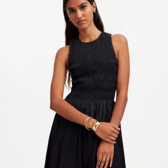 Madewell The Melody Bubble-Hem Smocked Midi Dress in Poplin Size Large - Picture 2 of 6